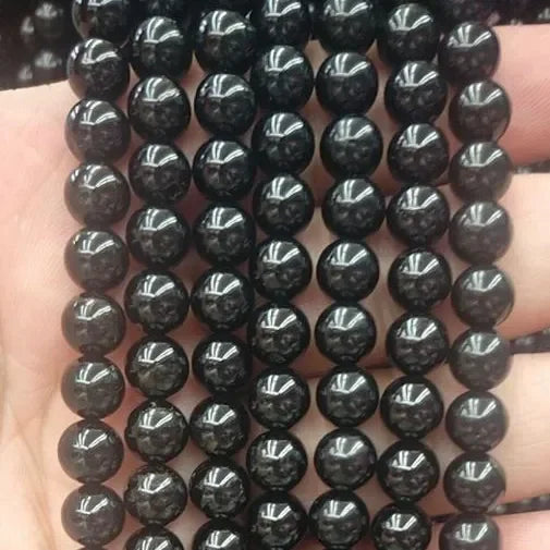 Wholesale Stone Bead 6mm 8mm Natural Black Tourmaline Polish Round Stone Beads Strand for Bracelet Necklace Making