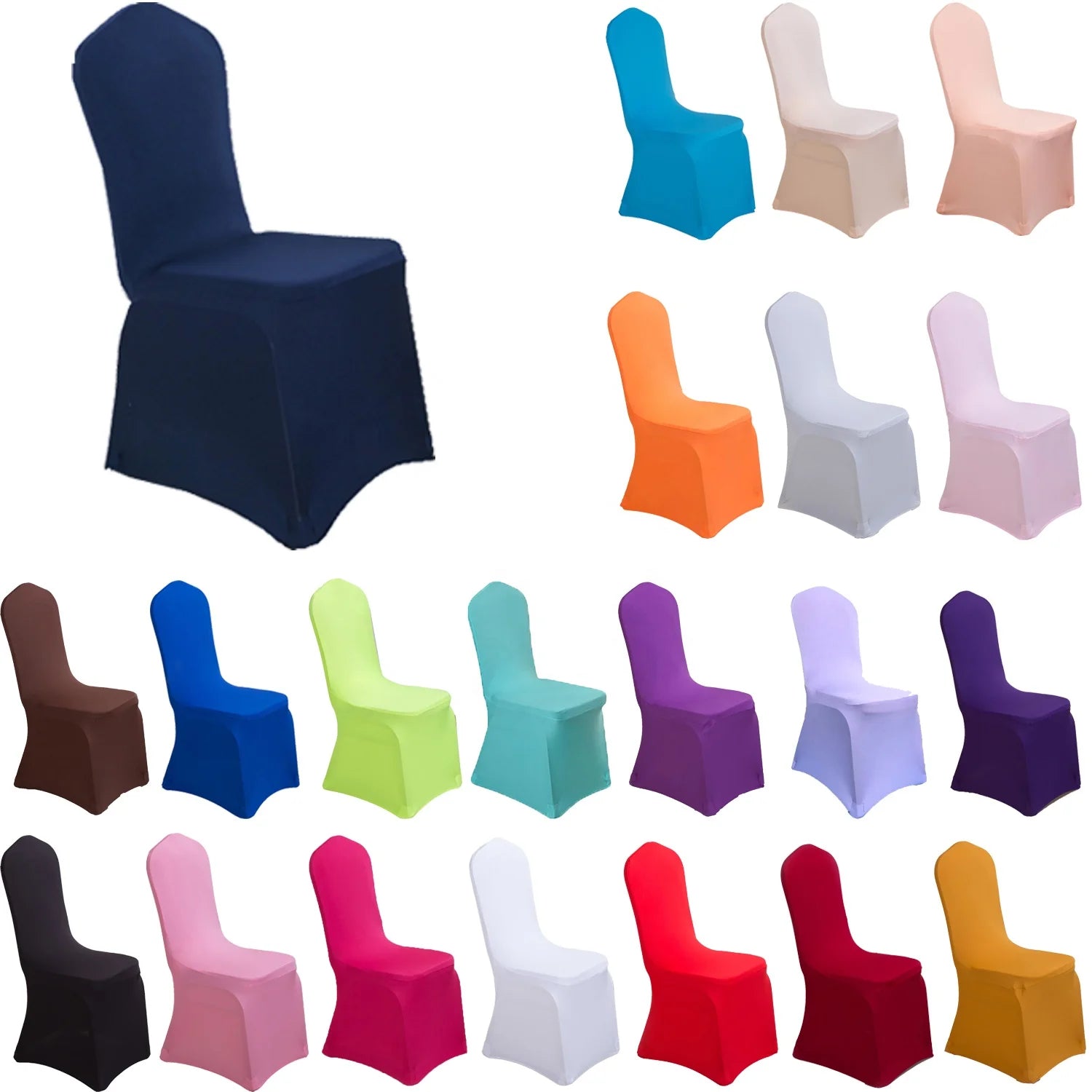 Hot Selling Navy Blue Stretch Spandex Scuba Elastic Chair Cover for Wedding Banquet Party Events Hotel Restaurant Conference