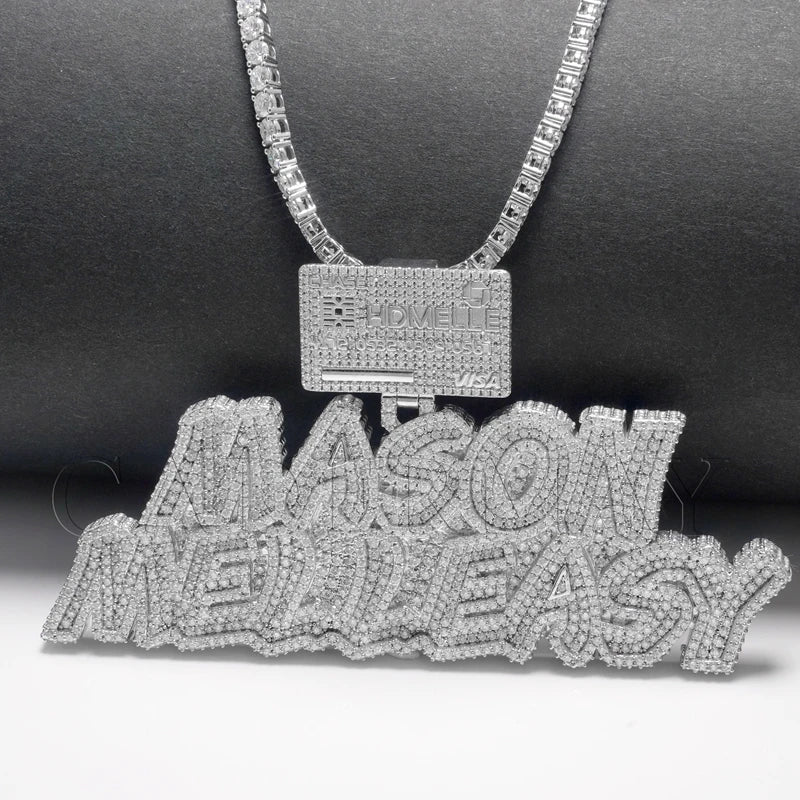 Hip Hop Jewelry Mens Iced Out Custom Letter Pendant 925 Sterling Silver Vvs Moissanite Diamond Number Name Initial Logo Pendant