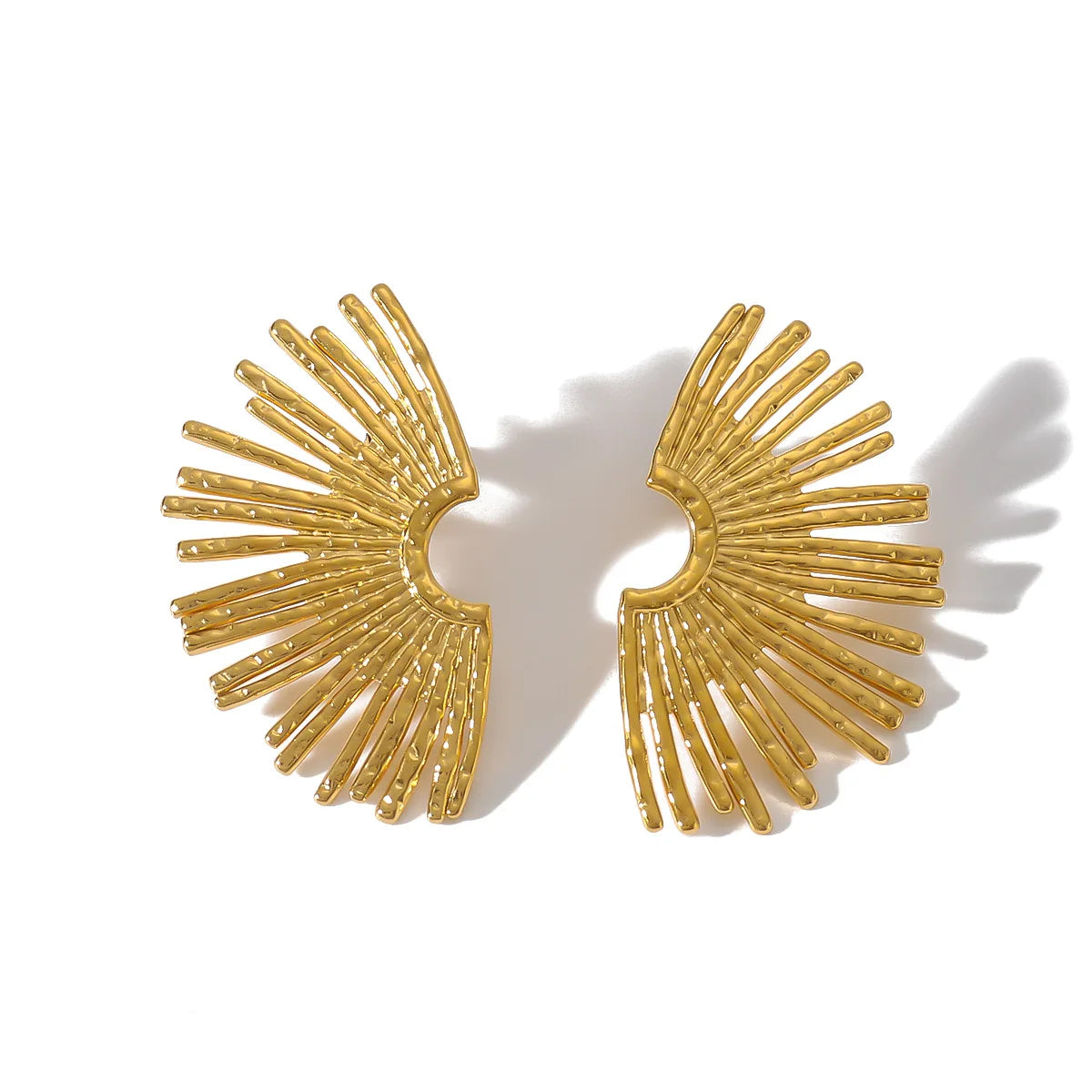 2024 Latest Models 18K Gold Plated Stainless Steel Exaggerated Fan-Shaped Earrings for Women