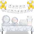 Huancai Marble Design Party Supplies Paper Plates Cups Napkins Disposable Tableware Set for Kids Birthday Party Decorations