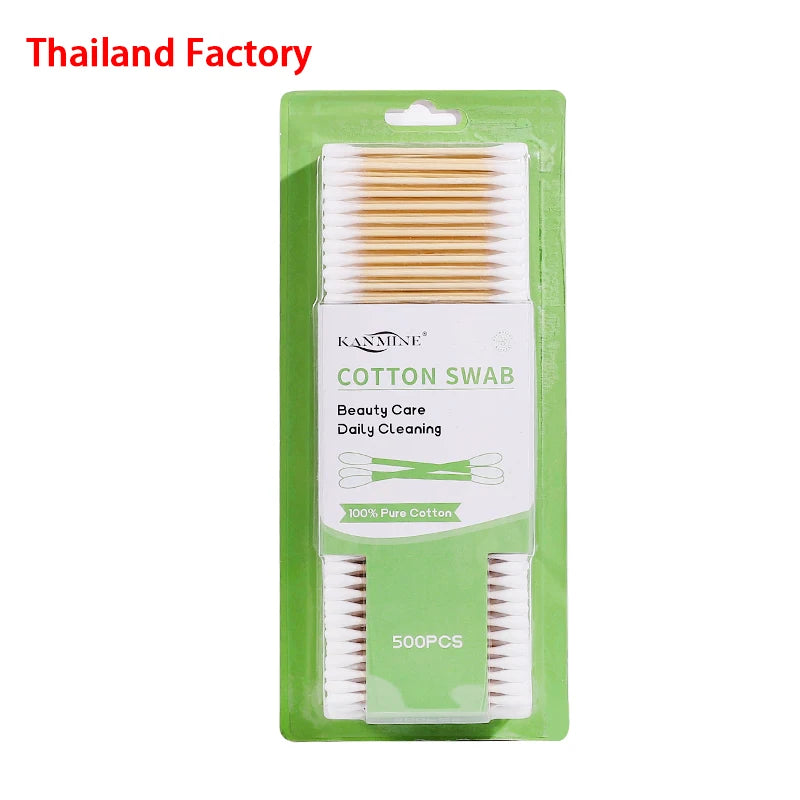 500pcs Baby Bamboo  Cotton Swab Q Tips Cotton Swab with Blister Card for Baby Care