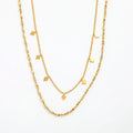 Fenny 18K Gold Plated Wholesale Sparkling Double-layer Rhombus Pendant Beads Choker Chain Stainless Steel Necklace