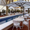 Modern Aluminum Alloy Outdoor Dining Sets for Cafes Hotels & Parks-Non-Foldable Tables & Chairs with Umbrellas