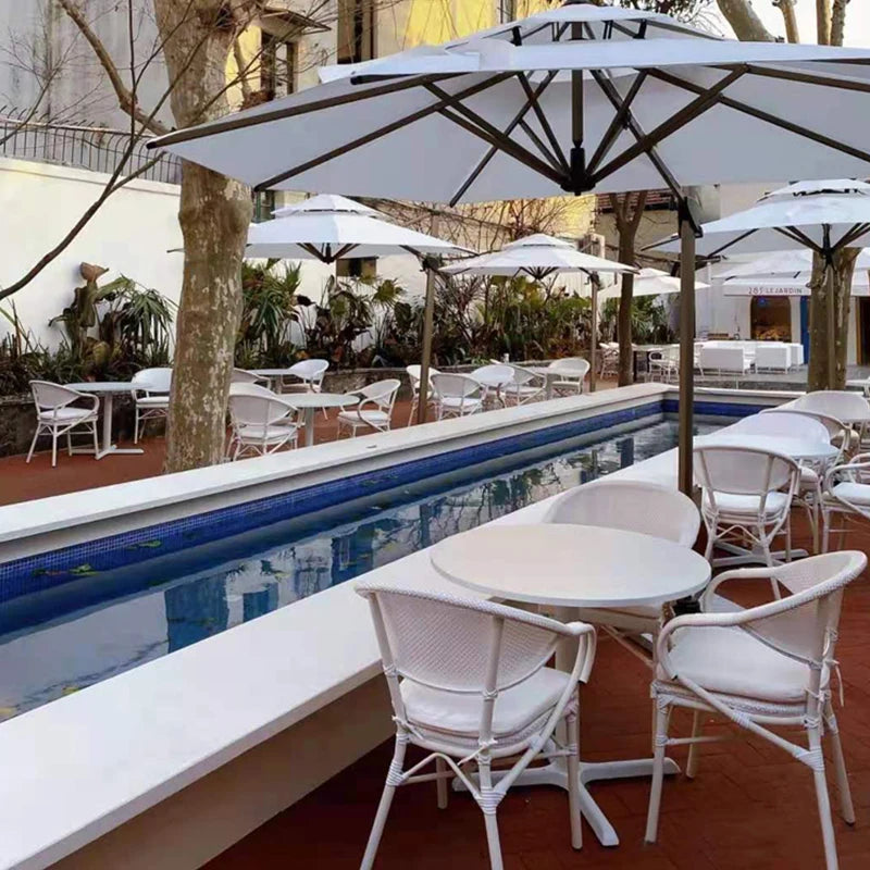Modern Aluminum Alloy Outdoor Dining Sets for Cafes Hotels & Parks-Non-Foldable Tables & Chairs with Umbrellas