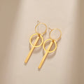 Myshape Round Long Tassel Drop Earring for Women Stainless Steel Minimalist Stud Earrings Trendy Geometric Wedding Jewelry Gift