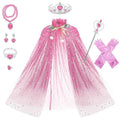 Princess Cape Set 10 Pieces Girls Princess  Cloak  for Cosplay With Jewelry Tiara Crown Wand Arm Sleeves