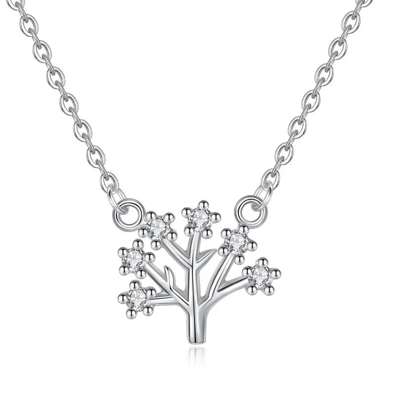 925 Sterling Silver Wishing Tree Necklaces Pendants for Women Fashion Lady Festival Gift Jewelry
