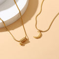 2022 Fashion Gold Plated Moon Twisted Pendant Stainless Steel  Necklace for Women Gift