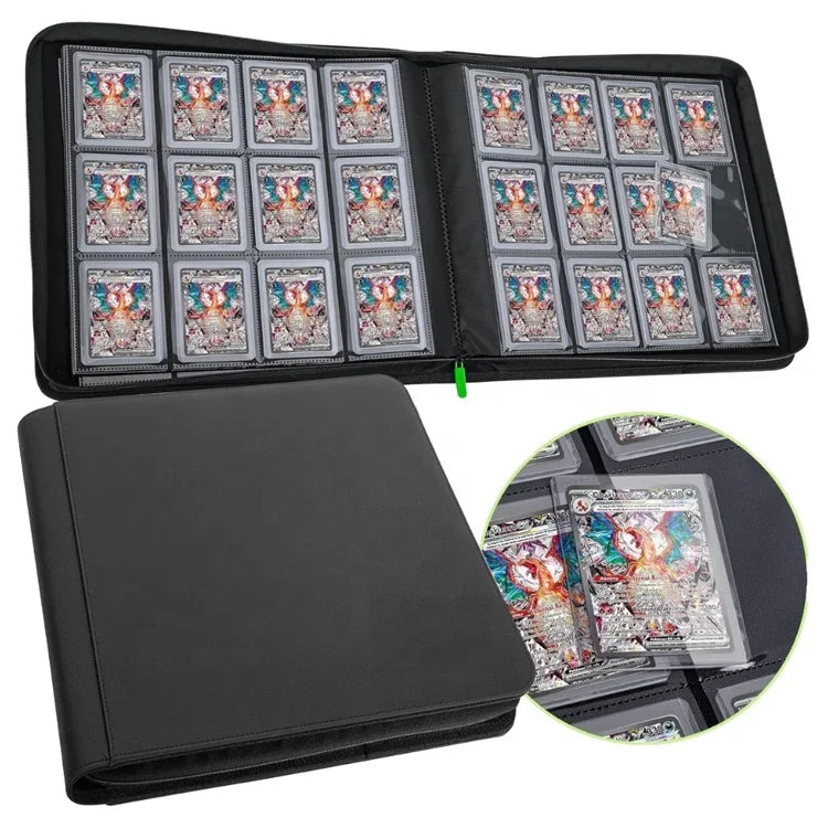 12-Pocket PU Leather Yu-Gi-Oh & Pokmon Trading Card for Binder Premium Quality Waterproof Custom Sizes