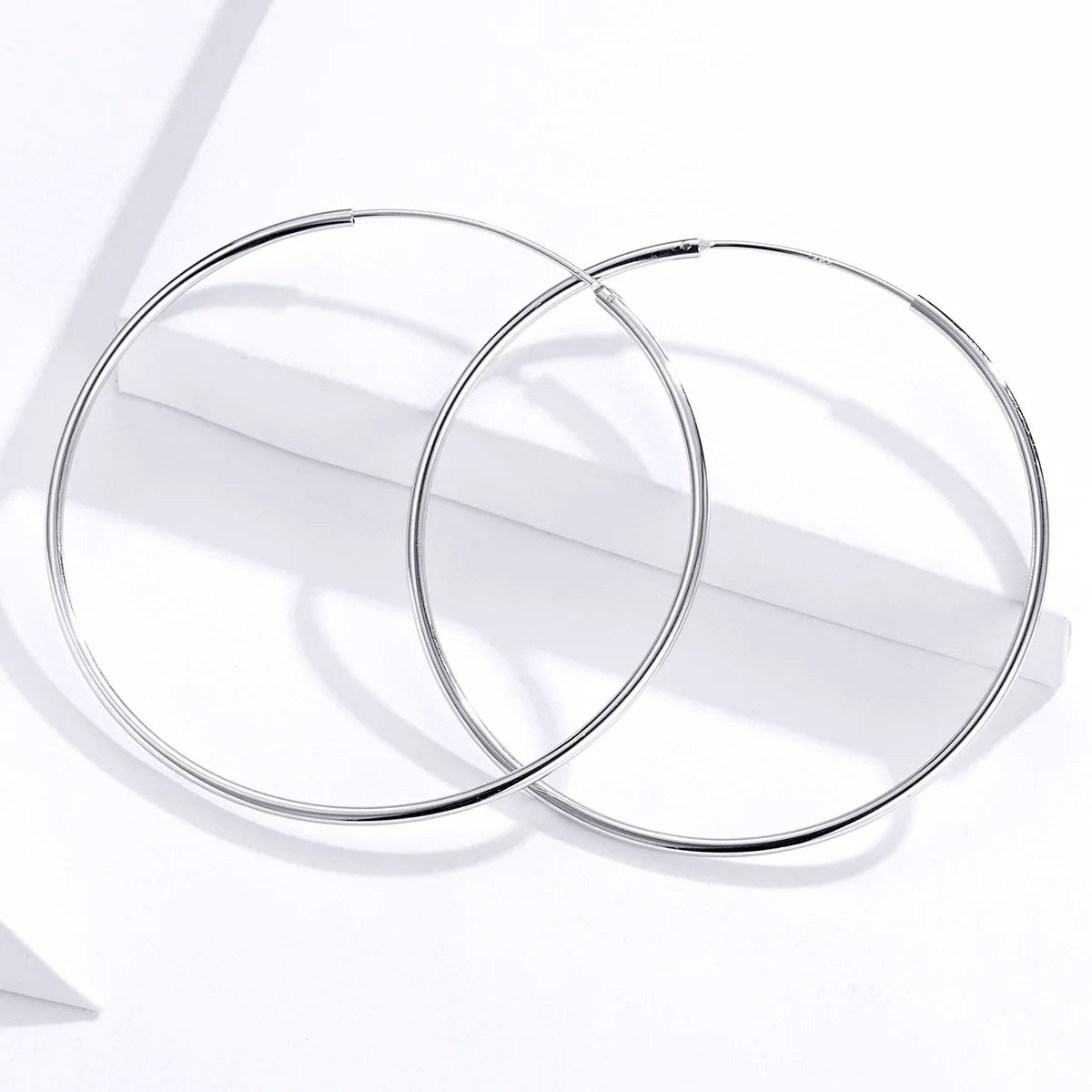 Hot Sale 925 Sterling Silver 5CM Simple Large Hoop Earrings for Women Party Jewelry Earrings Birthday Gifts DIY SCE711