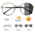 Logo Custom 2025 Fashion Alloy Spring Hinges Round Eyeglasses Frames Anti Blue Light Photochromic Glasses Men Women