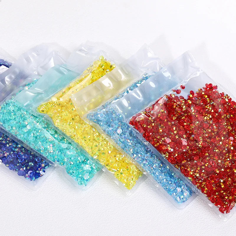 Lan Guang High Grade Custom Sizes 2mm 3mm 4mm 5mm 6mm Crystal Clear Non Hotfix Foiled Flat Back Resin Rhinestones DIY Crafts