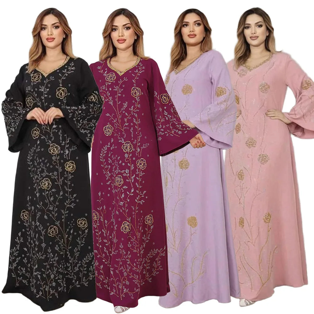 Oman Dubai Arabic Women Abaya Printing Moroccan Muslim Caftan Jalabiya