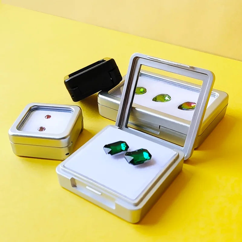 Transparent Acrylic Flip-Top Glass Surface Storage Box Gemstone Bare Diamond Jewelry Display Packaging with Props