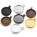 7 Colors 30mm Necklace Pendant Setting Cabochon Cameo Base Tray Bezel Blank Fit 30mm Cabochons Jewelry Making C15