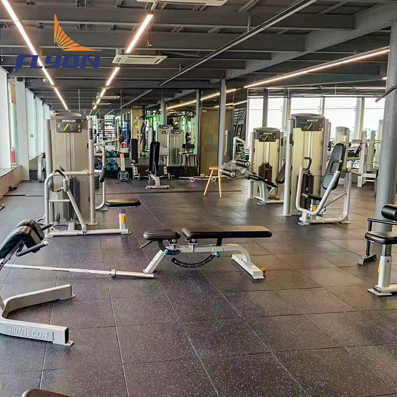 Black Rubber Floor Tiles for Indoor Gym Custom Size Made of EPDM and SBR for Exercise Custom Logo