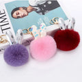 Promotion Cute Artificial Rabbit Fluffy Fur Ball Plush Keychain Key Rings Ear Pom Pom Handbag Key Chains Charms Pendant Decorate
