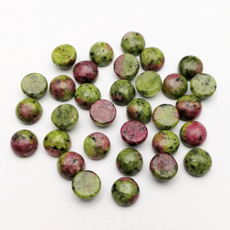 Huiying Gemstone Round 6mm Ruby In Zoisite Cabochon Cut For Jewelry Crafts