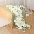 Y-I022 Wedding Props White Flowers Runners Flower Rows Artificial Flowers Table Runner for Wedding Decoration