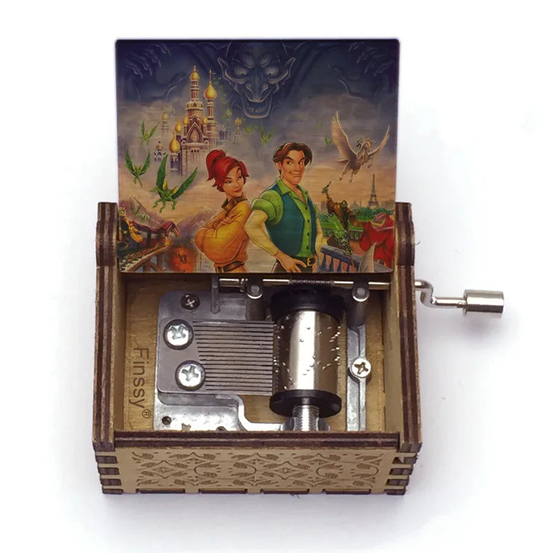 Factory Wholesale Custom Gift Craft Personalise Pattern Photo Wooden Music Boxes Hand-cranked Music Box Anastasia