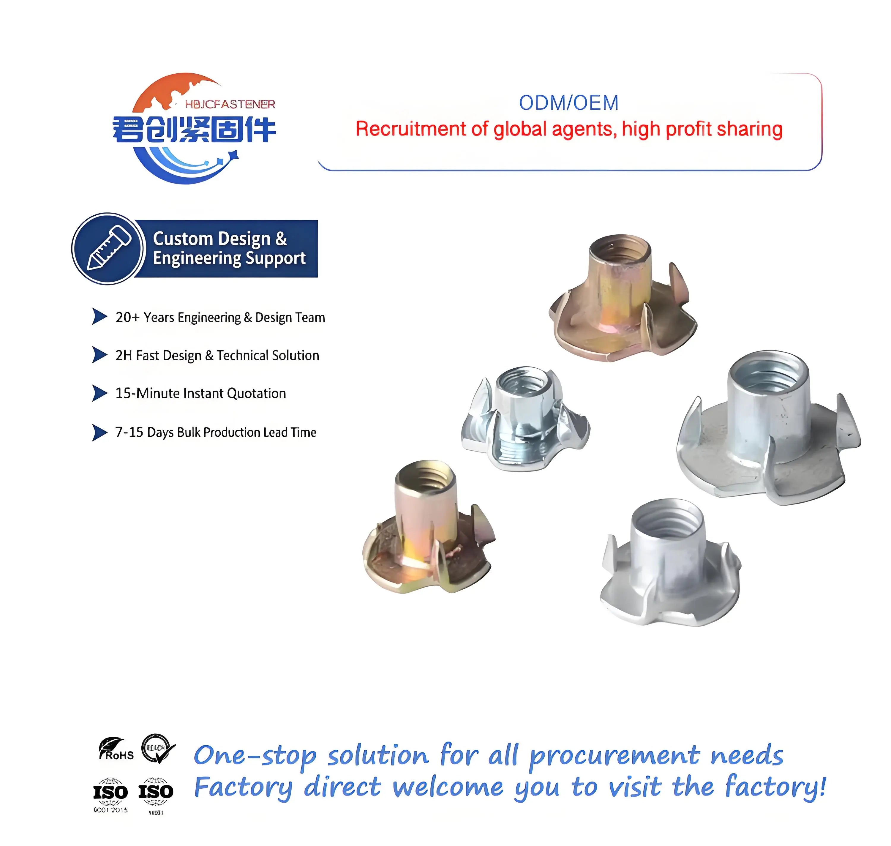 M3-M12 Four-Claw Nut Claw-Shaped Wood Board Insert Nut Thickened Zinc Plated CLASS 4 Round Body Manufacturer