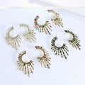 Bohemian Half Sun Stud Earrings Women Irregular Rhinestone C Shape Earrings Statement Jewelry