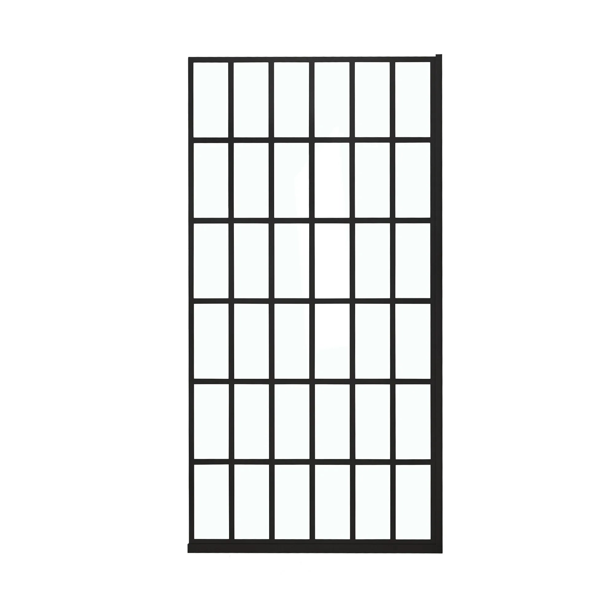 38" X 76" Shower Door Clear Tempered Glass Framed Shower Screen Walk-in Black Finish  Fixed Tempered Glass Shower Wall Panel