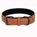 Hot Selling Adjustable Soft Padded Genuine Leather With Zinc Alloy D Ring Dog Collar for Medium Large Extra Large Dog