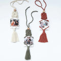 2023 New Customized Macrame Photo Holder Boho Macrame Car Charm Picture Rearview Mirror Accessories for Women W1468