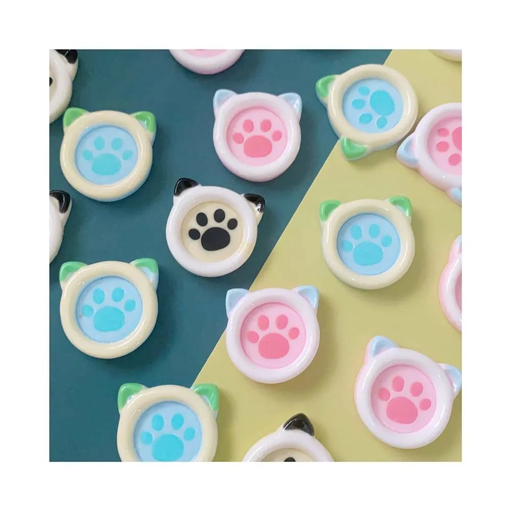 100Pcs Lovely Cartoon Cat Dog Paw Print Flatback Resin Dish Plate Cabochons Embellishment for Phone Case Scrapbooking Decor