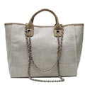 2026 New Fashion Handbag Simple Solid Color Large Capacity Tote Pouch Women Chain Zip Shoulder Bags Women Canvas Tote Bags