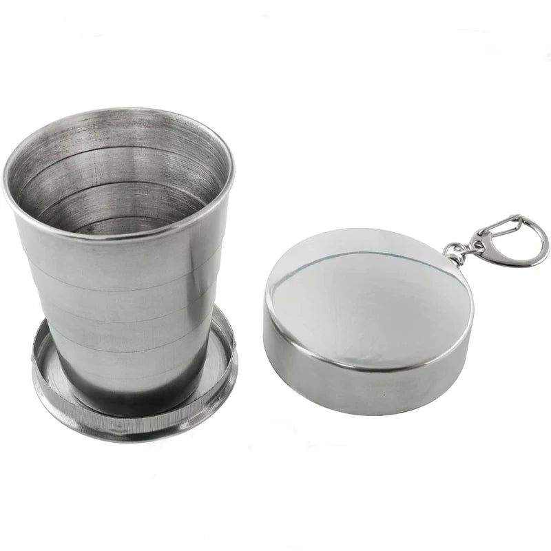 Coffee Cup Travel Mug Collapsible Cup Super Foldable Stainless Steel Outdoor Camping Cup With Keychain Water Coffee Handcup