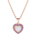Valentines Necklace Fashion New Brass 18K Gold Rose Gold Chain Luxury Opal Heart Pendant Necklace for Women