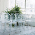 Wholesale Cheap Rental Acrylic Ghost Chairs Crystal Clear Transparent Chair for Hotel Bar Restaurant Party Living Room Use
