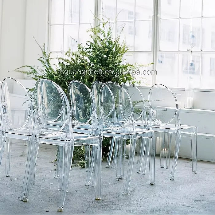 Wholesale Cheap Rental Acrylic Ghost Chairs Crystal Clear Transparent Chair for Hotel Bar Restaurant Party Living Room Use