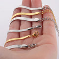 Promotion Free Gold Plated Stainless Steel Herringbone Chain Snake Bone Fashion Simple Jewelry Bracelet for Couple