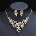 Wholesale New Vintage Palace Style Exaggerated Pearl Diamond Gold Plated Necklace Women Statement Jewelry Set