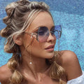 Luxury Fashion Ins Style Gradient Ramp Frameless Uv400 Sun Glasses Vintage Sunglasses Rimless Curved
