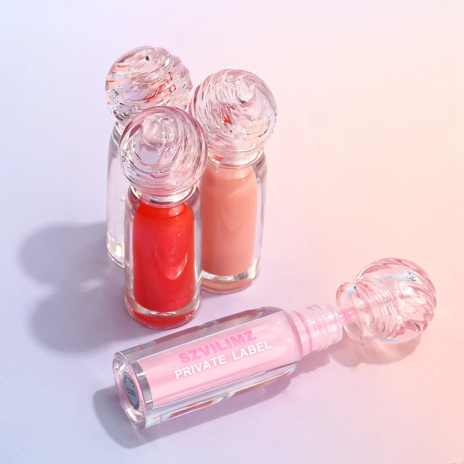 OEM Long Lasting Lip Gloss Manufacturers Custom Lipgloss My logo Lip Plumber Lipgloss Tubes pink Products