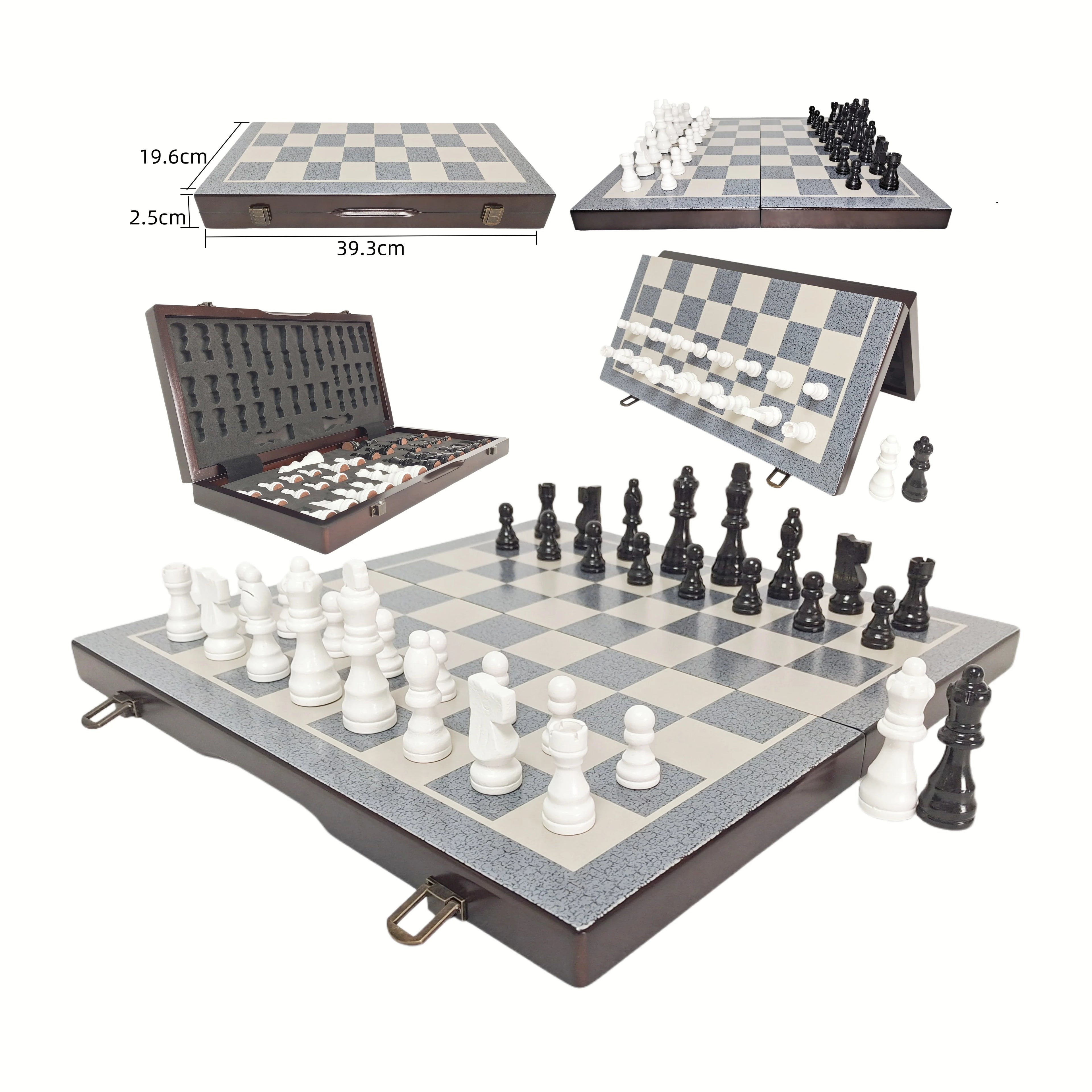 Good Quality 15 Inch Silk Screen Magnetic Foldable Wooden Chess Set New Design Board Game for Children