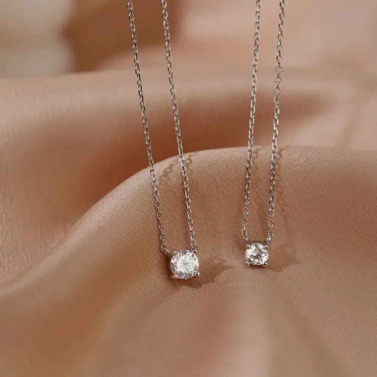 Minimalisit Joyeria De Plata 925 Shiny 3-5mm Cubic Zirconia Wedding 925 Sterling Silver Necklace for Women Jewelry Gift