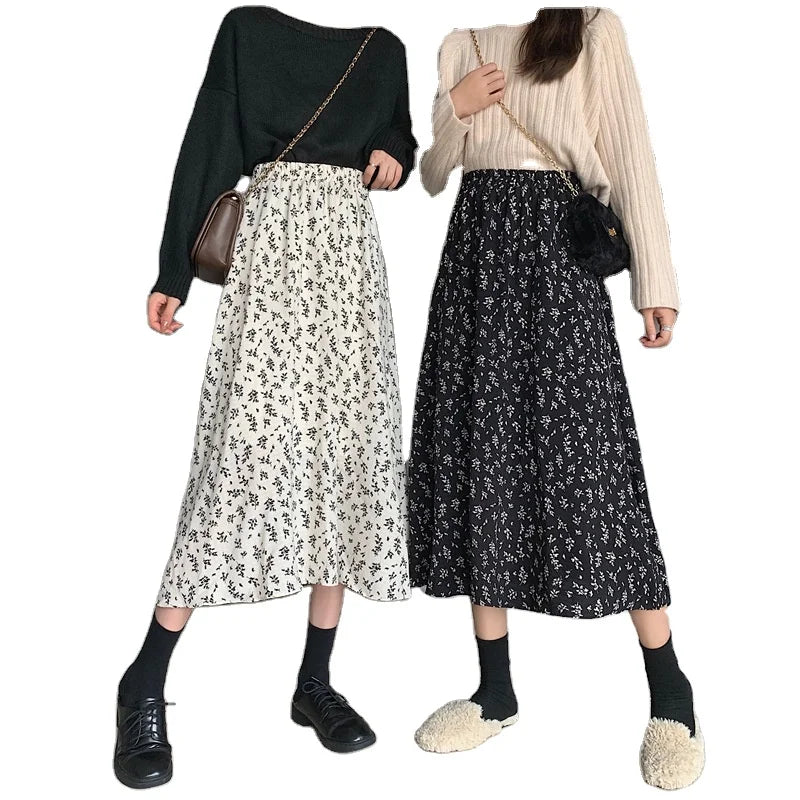 Skirts Women Design High Waist Summer Loose Trendy Elegant Artistic BF A-Line All-match Print Lovely Ins Casual Tender Aesthetic