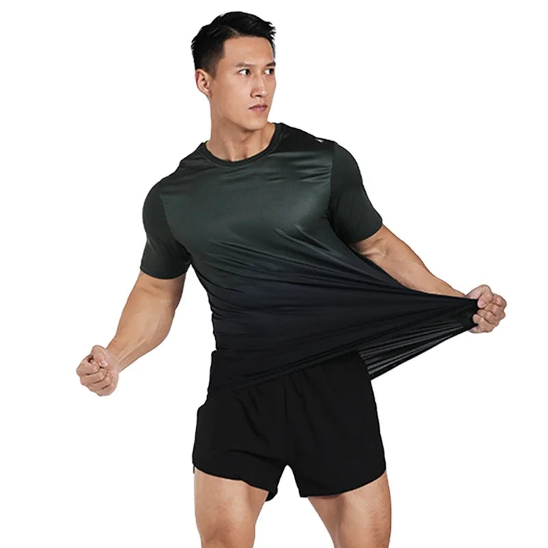 Custom Logo Lightweight Mens Running Top Breathable Polyester Quick Dry Men Running T-Shirt Fitness Sports Top