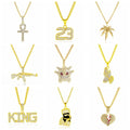 G56 Punk Letters Full Rhinestone Pendant Necklaces European and American Men's Hip Hop Necklace