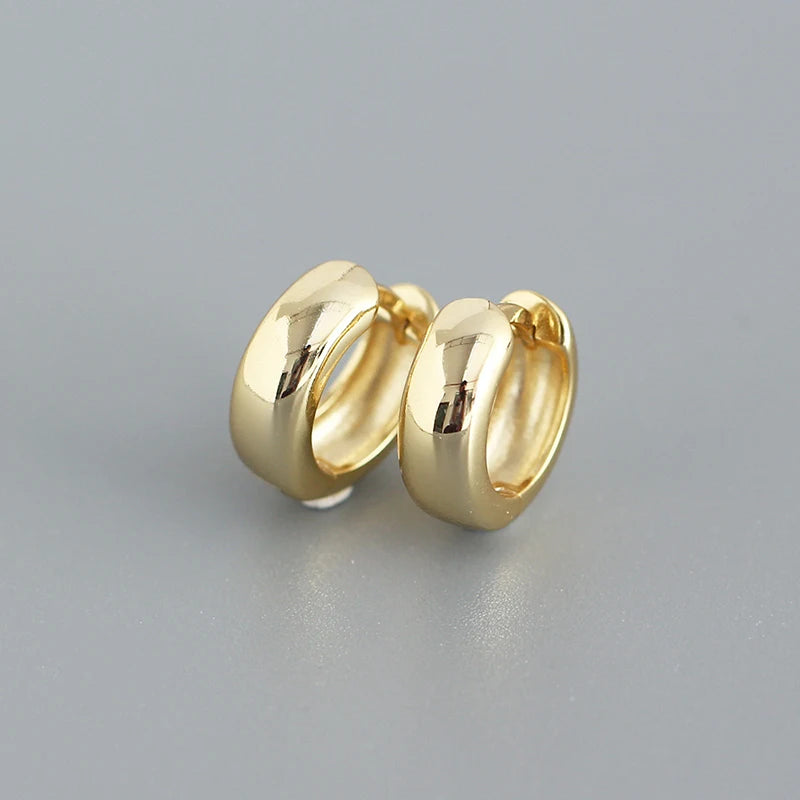 925 Sterling Silver Minimalist Glossy Round Hoop Earrings for Women Party Neo-Gothic Fashion Ear Buckle