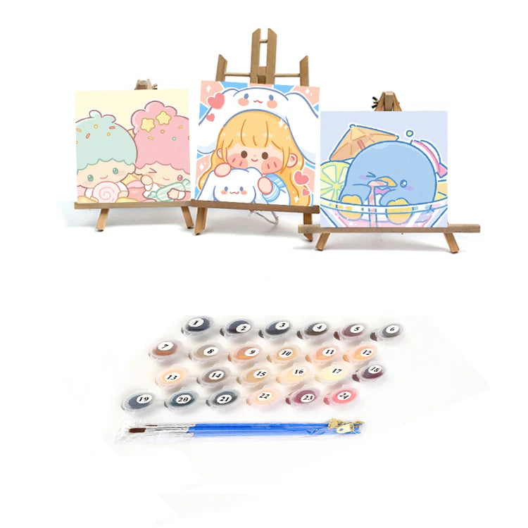 Wholesale DIY Painting by Numbers 20x20cm Children Cartoon Girl Paint by Numbers Hand Painted Kids Painting Artwork Framed Gifts