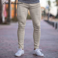 Men's Solid Color Chino Pants Slim Fit Pencil Leg Business Casual Stretchy Trousers Lightweight Mid Waist Leisure Trousers