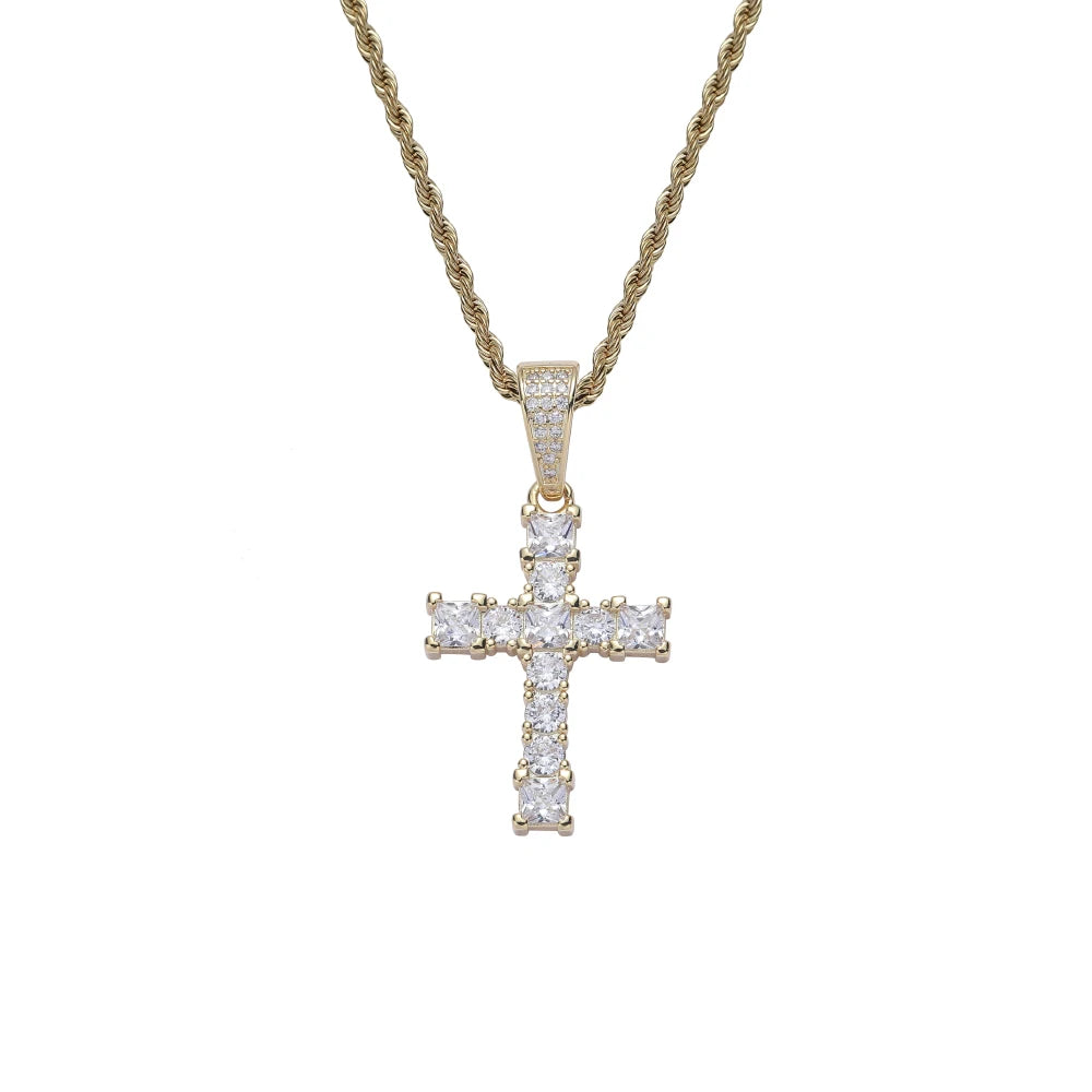 CN393 Hip Hop Pendant Bling Bling Brass Setting CZ Necklace Iced Out Jewelry