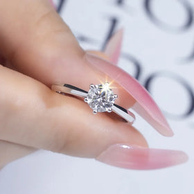 Messi Jewelry MSR-917 18K White Gold 0.5ct D VVS2 Round Lab Grown Diamond Engagement Wedding Ring